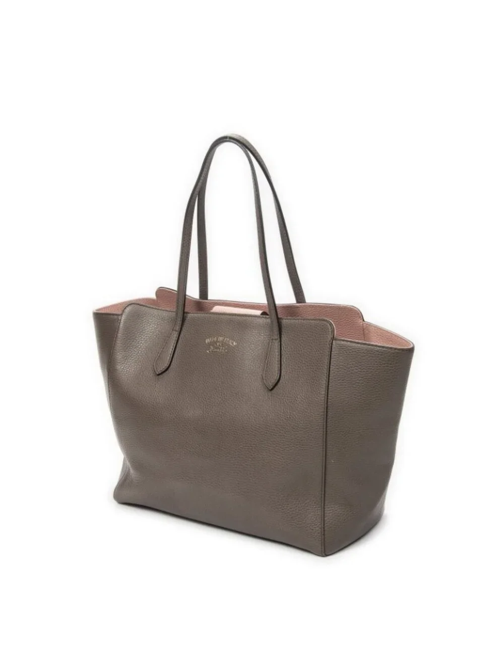 Gucci Swing Tote Taupe Pink Grain Calf Skin Leather